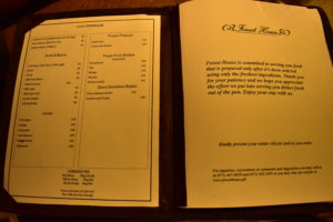 Forest House Menu