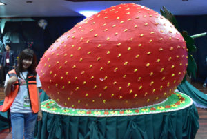Giant strawberry cake