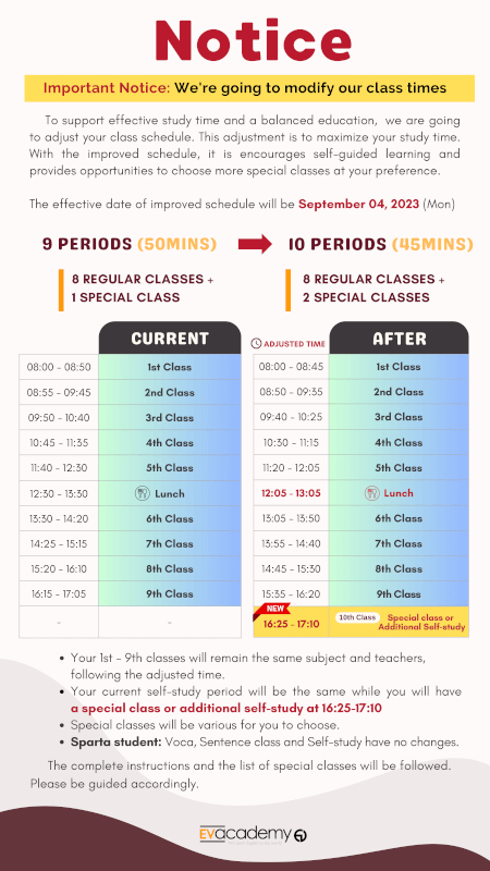 授業時間の変更