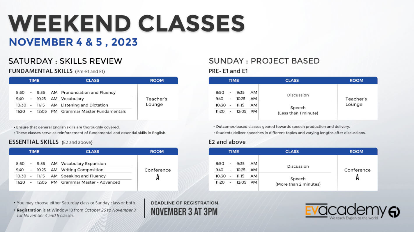 New Weekend Classes 2023