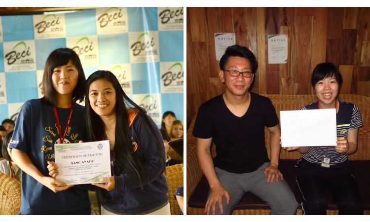 フィリピン留学Hubから留学した坂井梨矩がPINESで留学している様子とシンさんとのツーショット